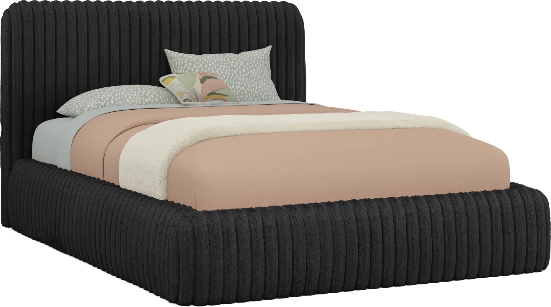 Kids Charlize Black Full Upholstered Bed - Thumbnail - Image 1