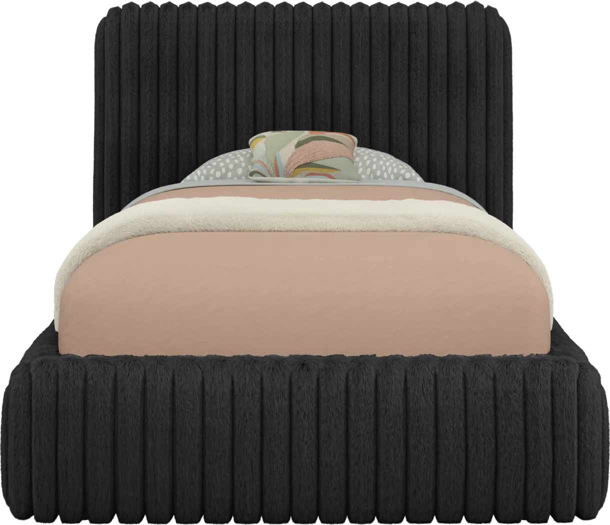 Kids Charlize Black Twin Upholstered Bed - Thumbnail - Image 2