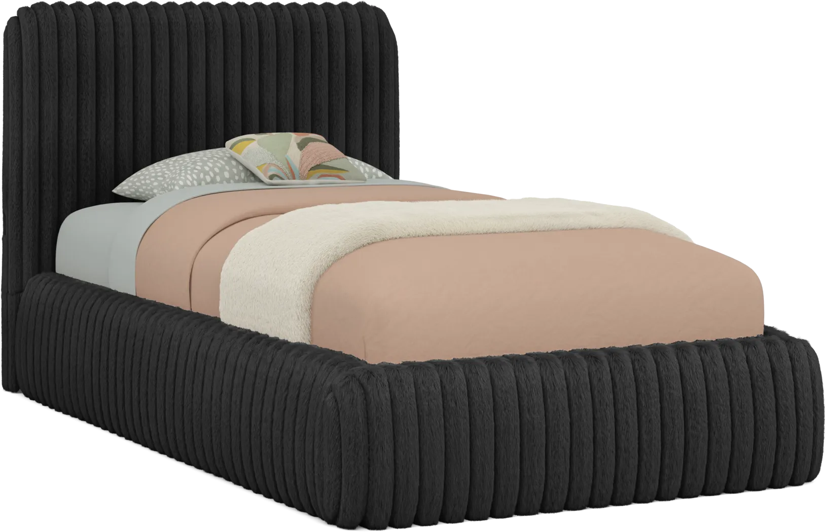Kids Charlize Black Twin Upholstered Bed - Thumbnail - Image 1