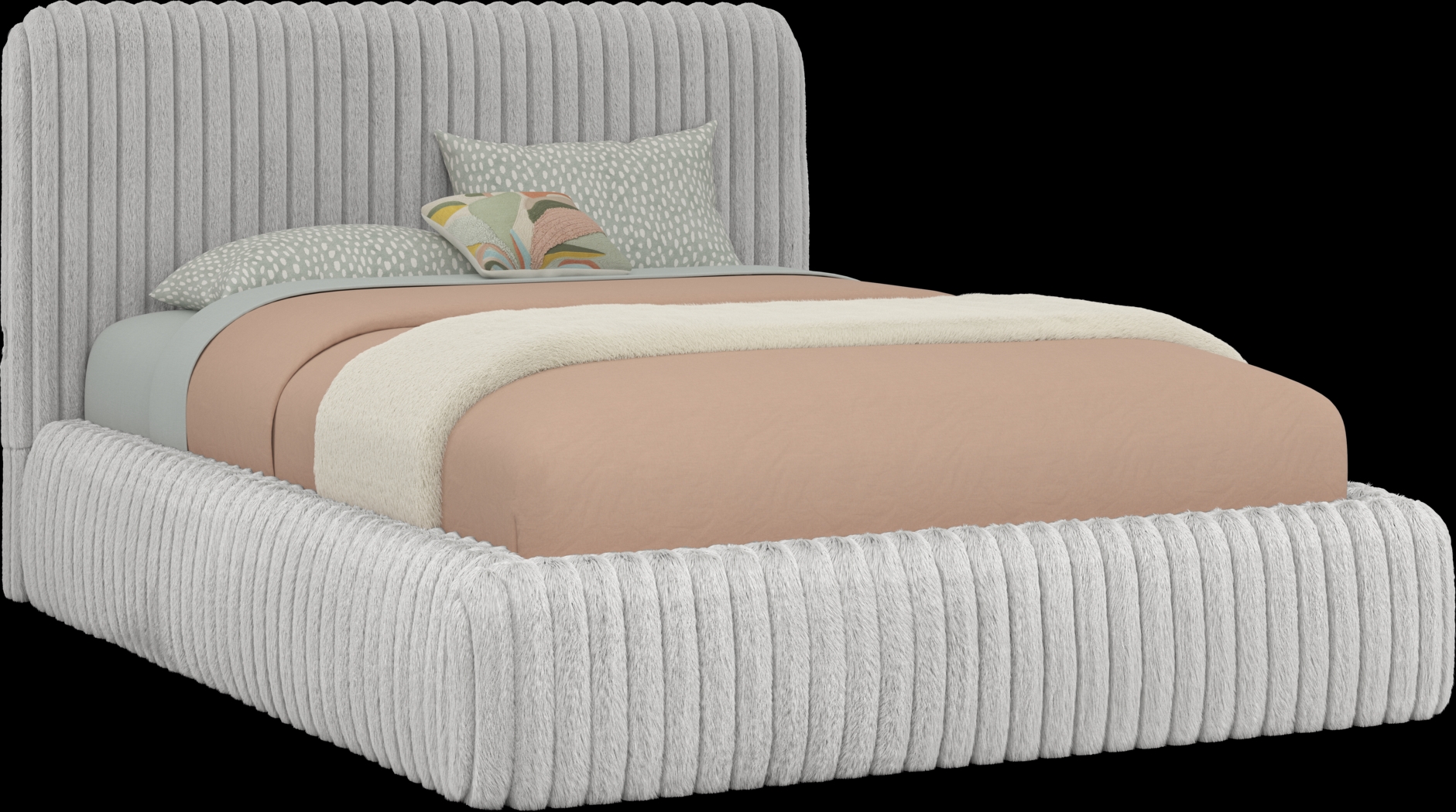 Kids Charlize Light Gray Full Upholstered Bed - Thumbnail - Image 1