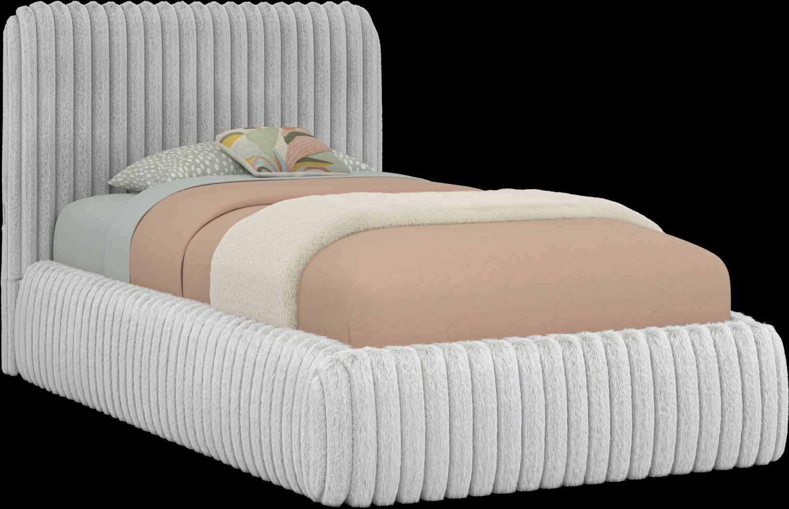 Kids Charlize Light Gray Twin Upholstered Bed - Thumbnail - Image 1