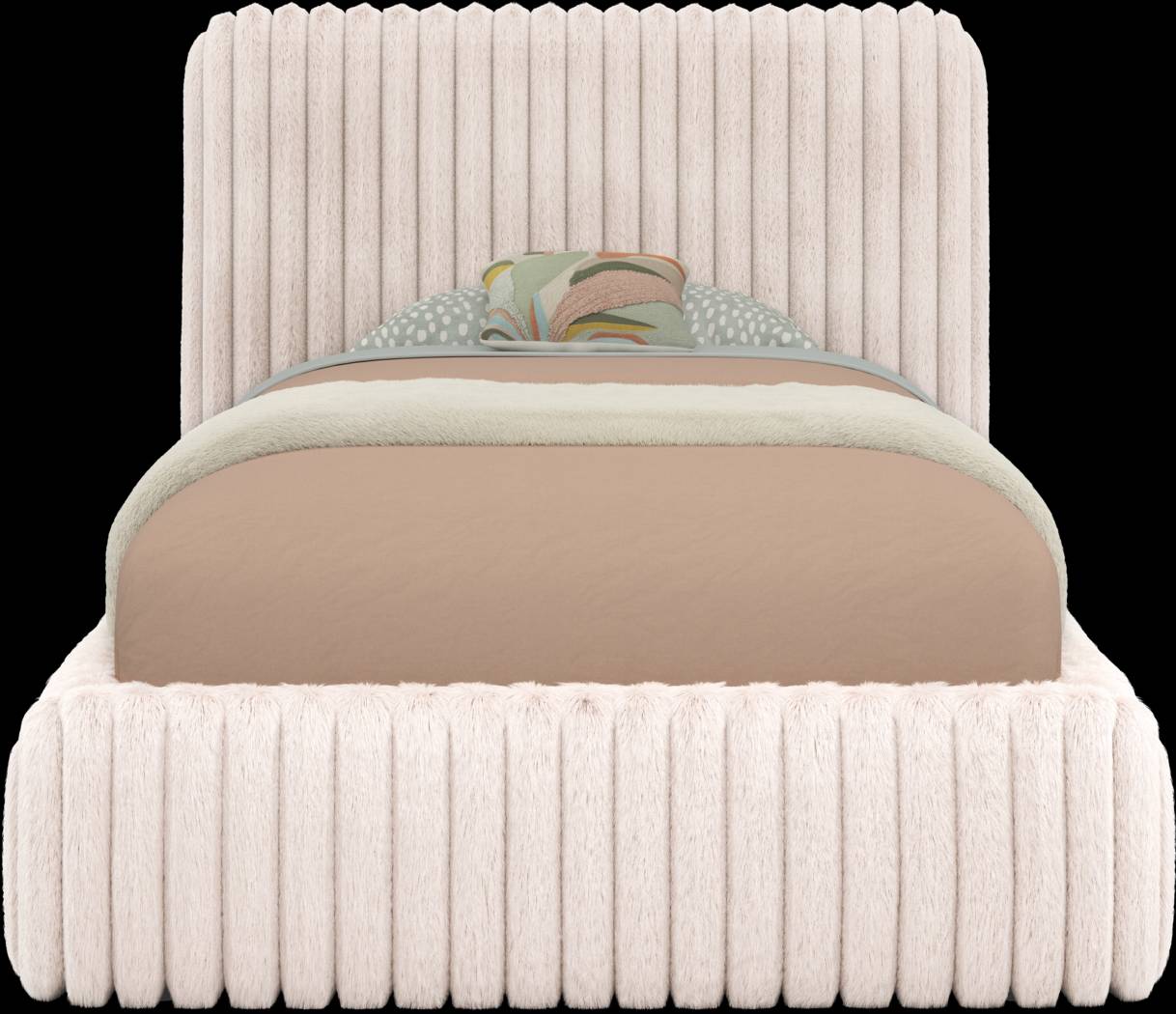 Kids Vivien Wirebrush Gray Bedroom with Charlize Pink Full Upholstered Bed - Thumbnail - Image 4