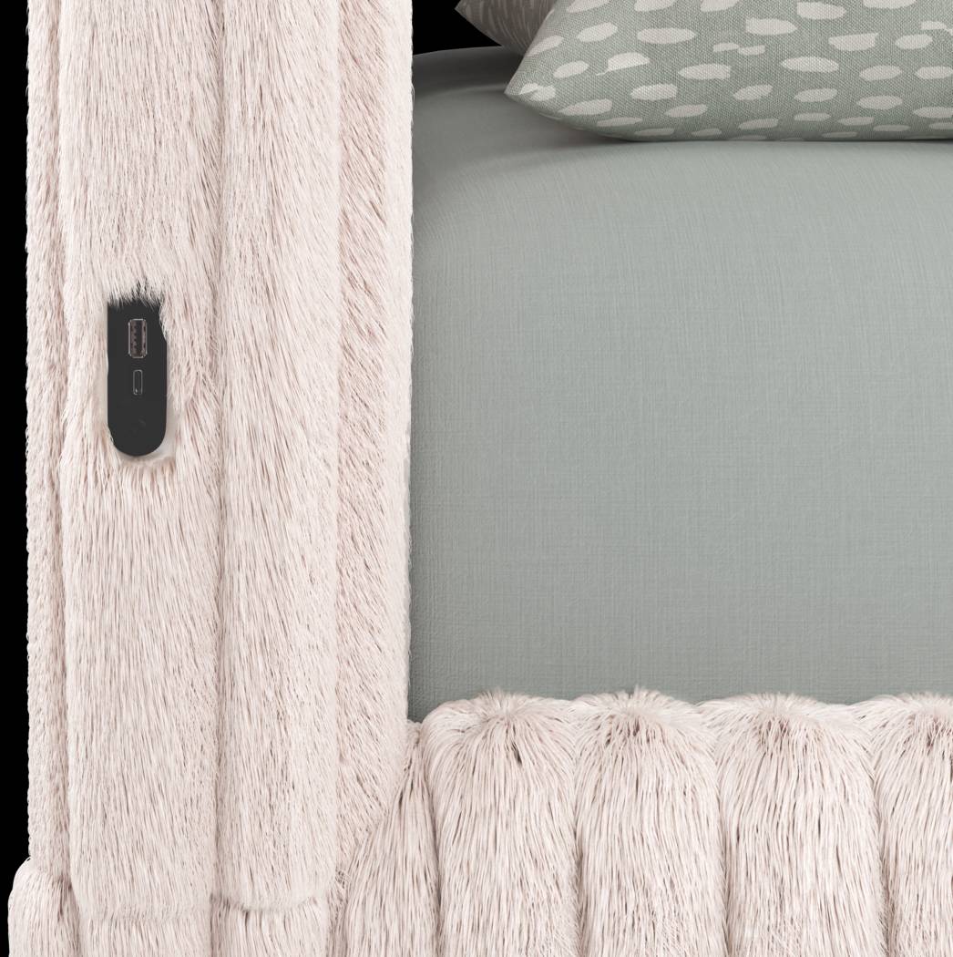 Kids Vivien Wirebrush Gray Bedroom with Charlize Pink Full Upholstered Bed - Thumbnail - Image 5