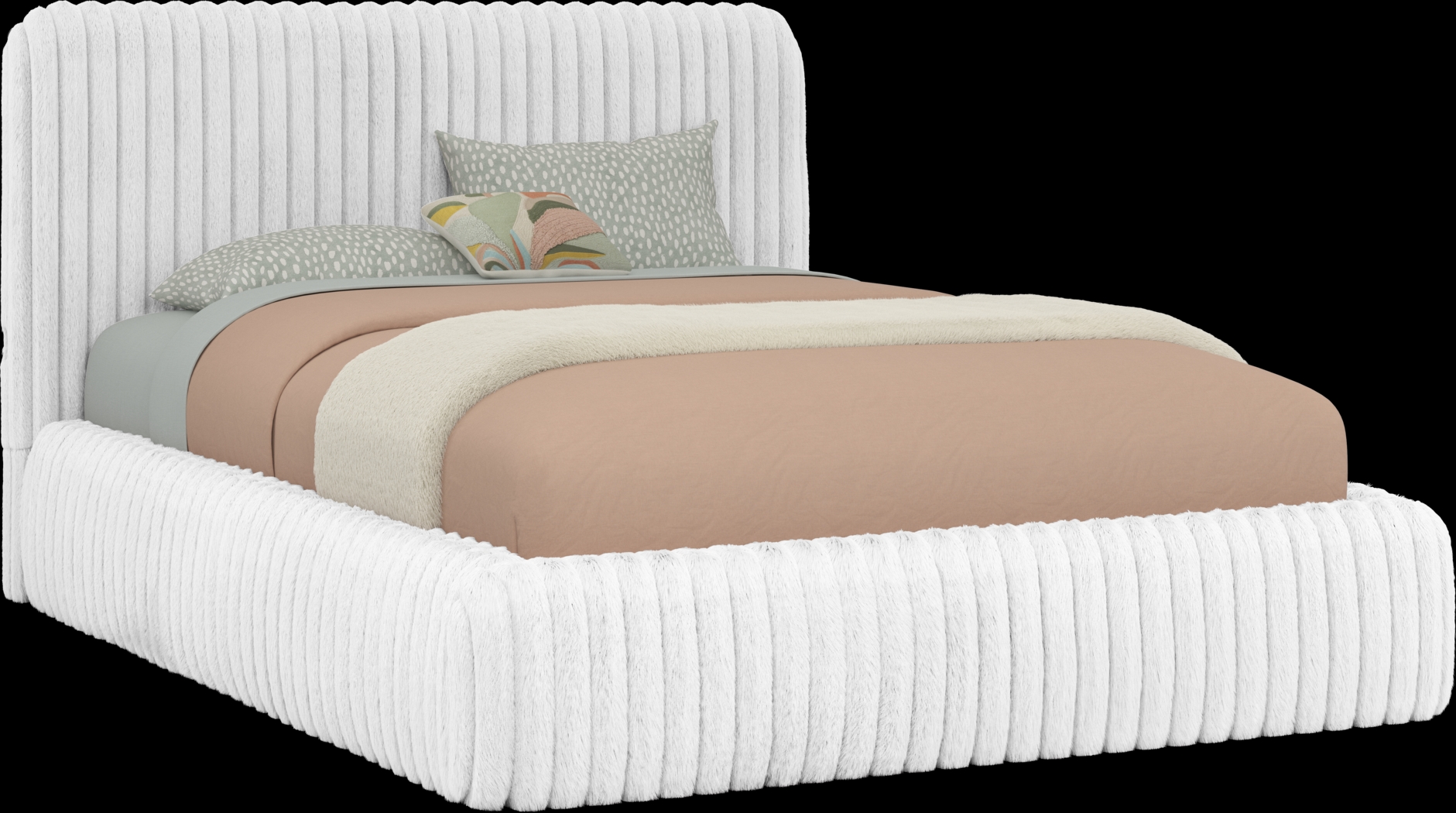 Kids Charlize White Full Upholstered Bed - Thumbnail - Image 1