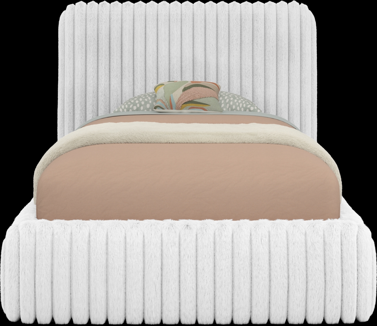 Kids Charlize White Twin Upholstered Bed - Thumbnail - Image 2