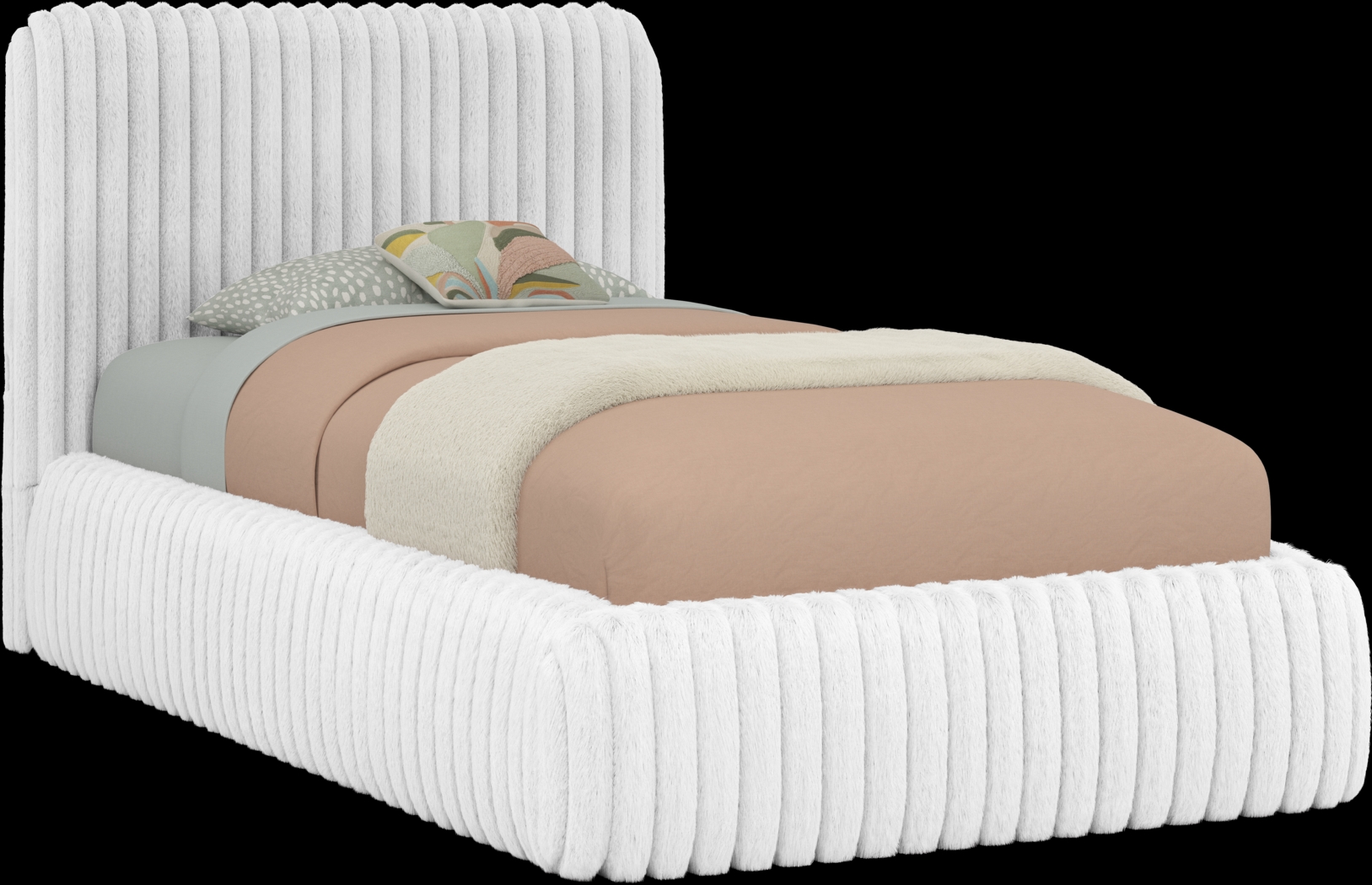 Kids Charlize White Twin Upholstered Bed - Thumbnail - Image 1