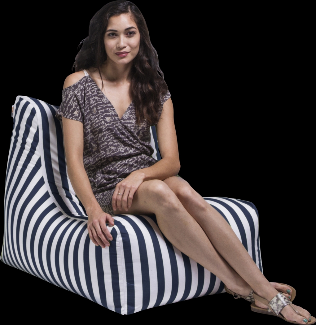 Kids Chatty Garden Navy/White Indoor/Outdoor Bean Bag Chair - Thumbnail - Image 3