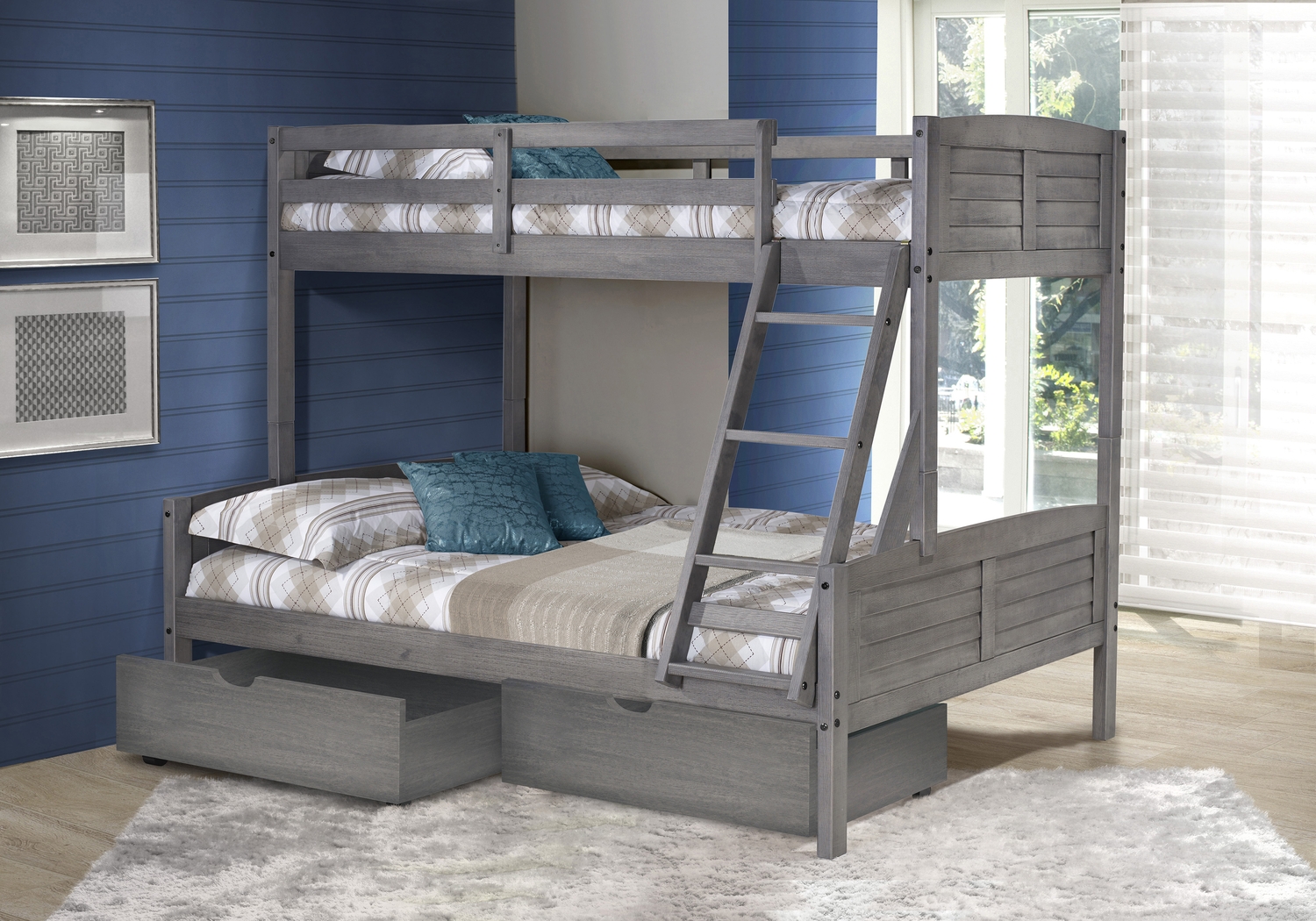 Kids Chemot Gray Twin/Full Bunk Bed - Thumbnail - Image 2