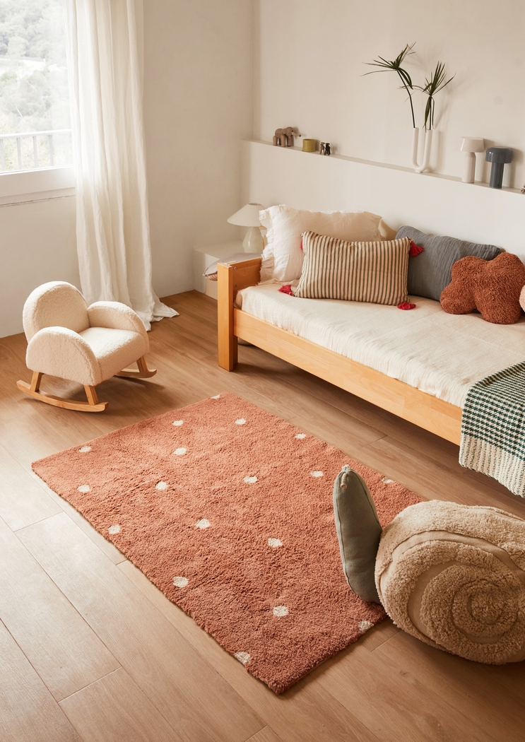 Kids Chestnut 3'3 x 4'11 Mini Dot Machine Washable Rug - Thumbnail - Image 2