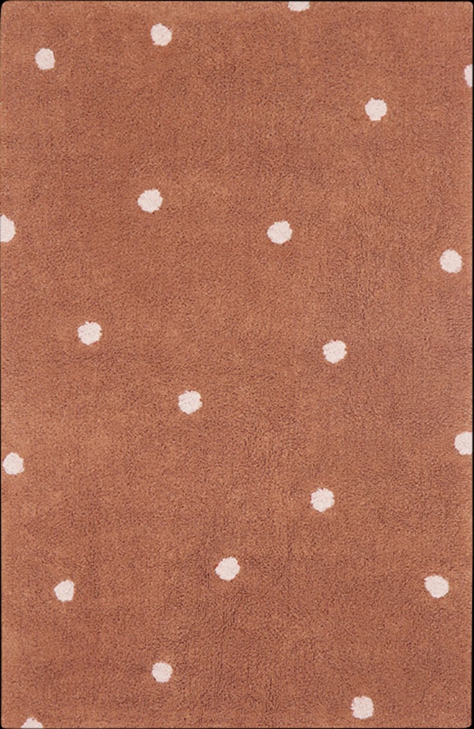 Kids Chestnut 3'3 x 4'11 Mini Dot Machine Washable Rug - Thumbnail - Image 1