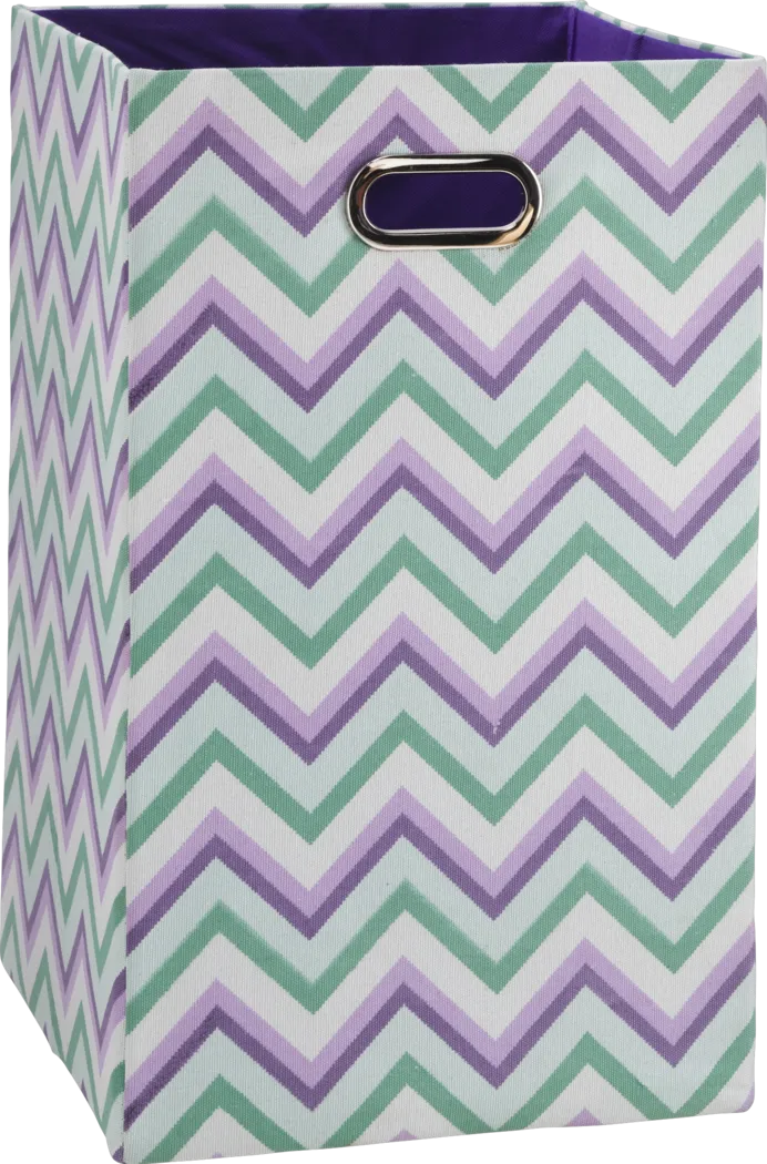Kids Chevron Vision Purple, Green, and White Tranquil Laundry Bin - Thumbnail - Image 1