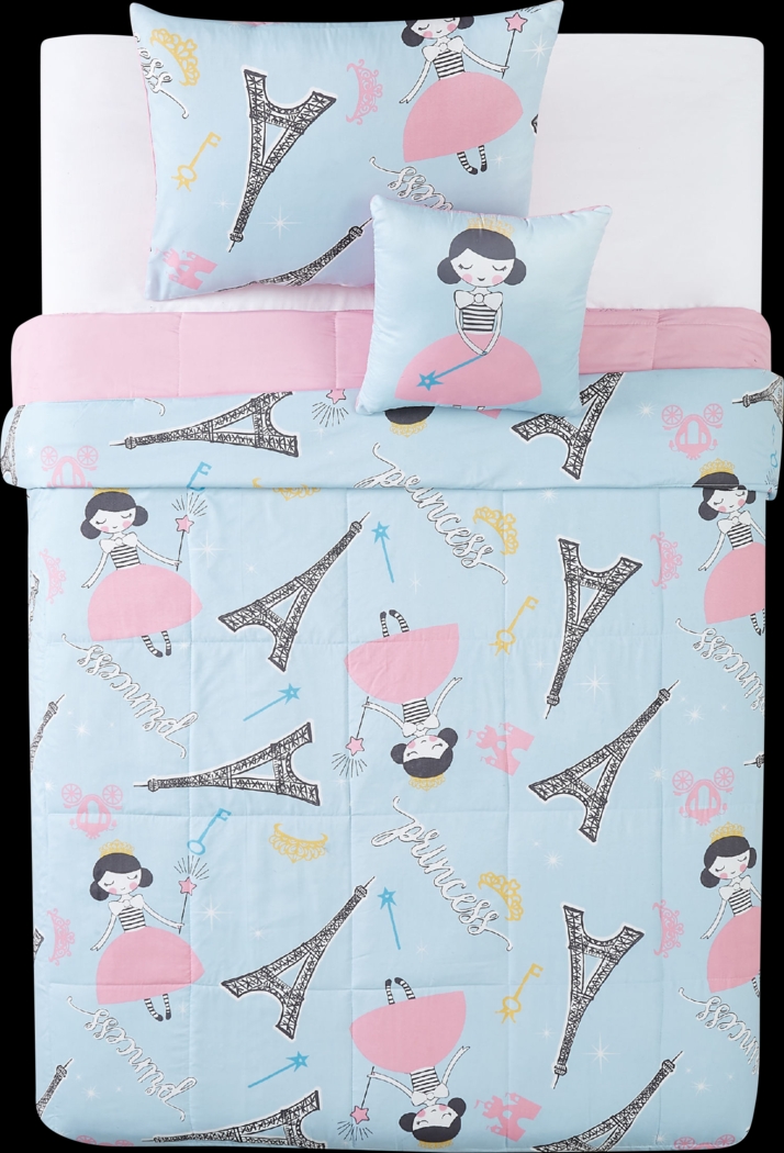 Kids Chique Parisian Blue 4 Pc Full Comforter Set - Thumbnail - Image 4
