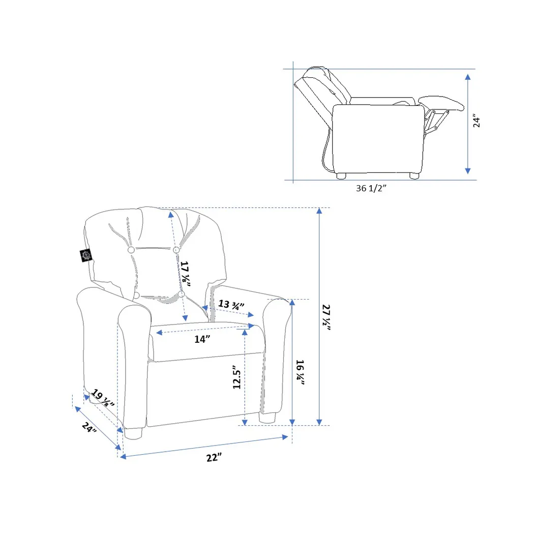 Kids Cinro Blue Recliner - Thumbnail - Image 6