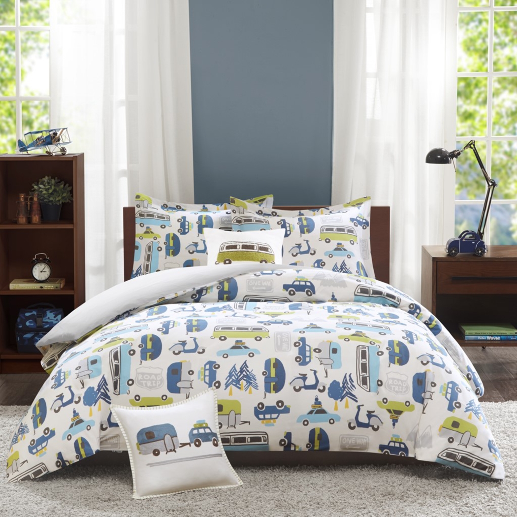 Kids City Traffic White 3 Pc Twin Comforter Set - Thumbnail - Image 1