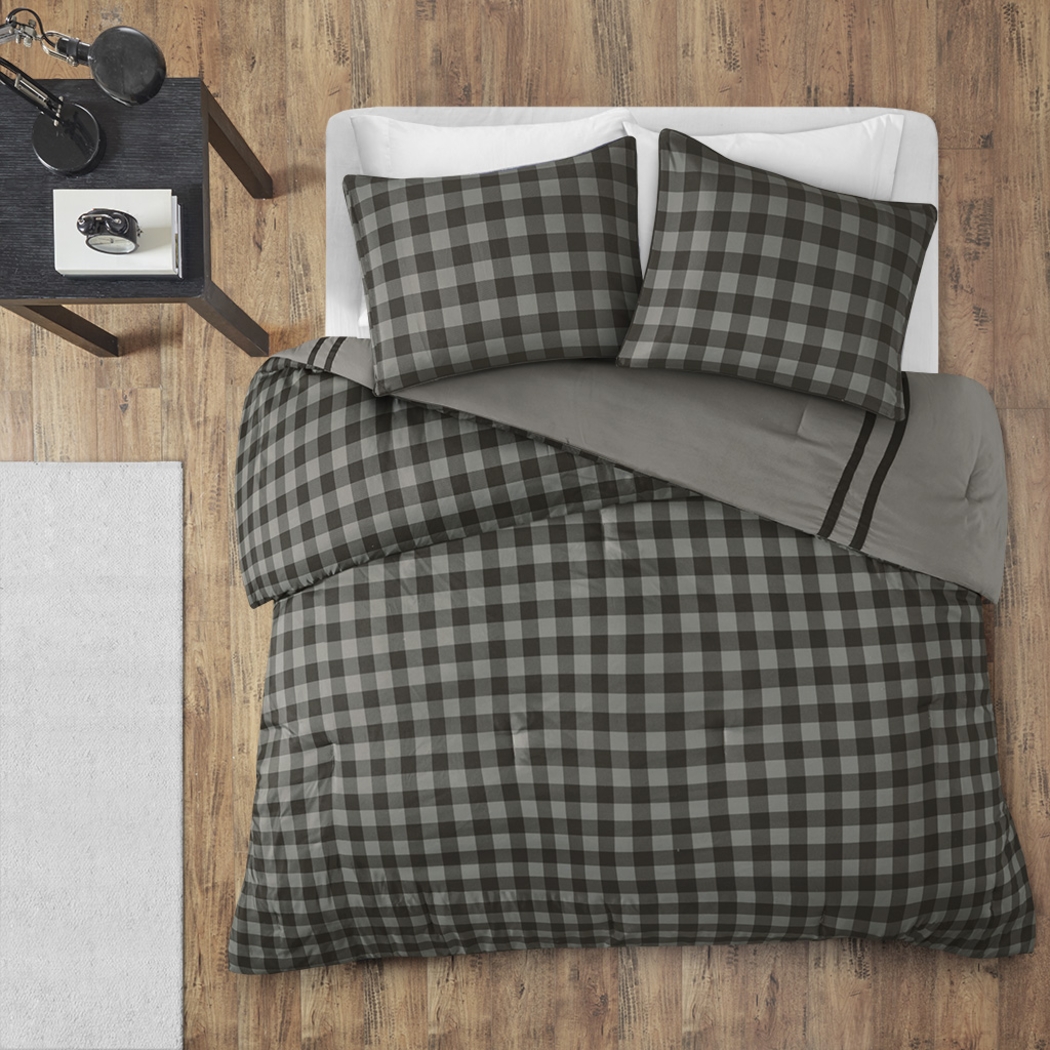 Kids Classic Checks Gray 3 Pc Full/Queen Comforter Set - Thumbnail - Image 2