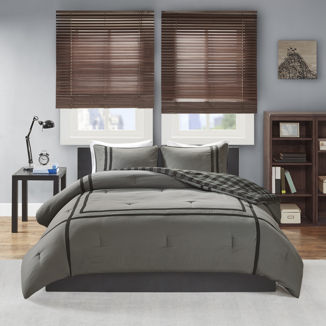 Kids Classic Checks Gray 3 Pc Full/Queen Comforter Set - Thumbnail - Image 12