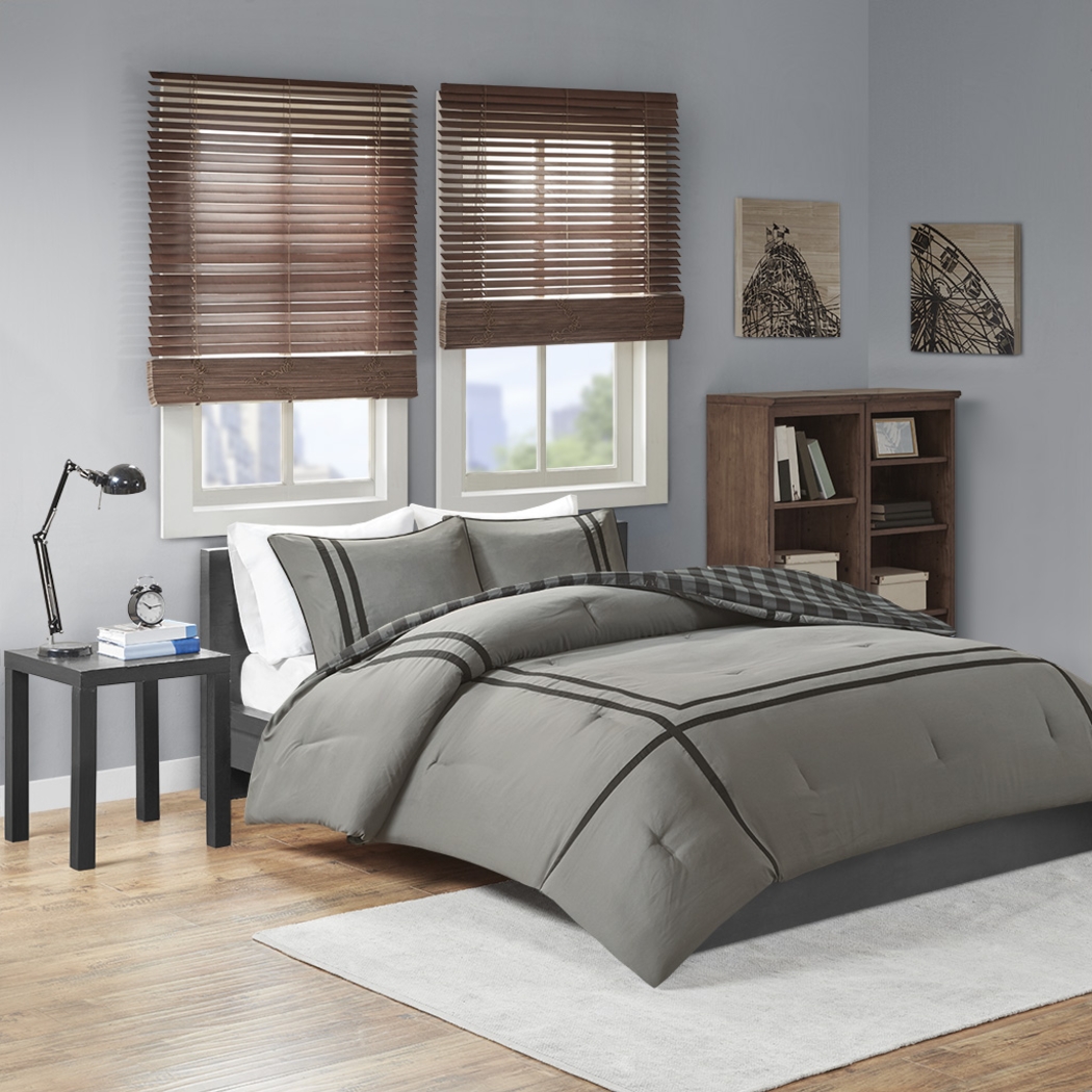 Kids Classic Checks Gray 3 Pc Full/Queen Comforter Set - Thumbnail - Image 9