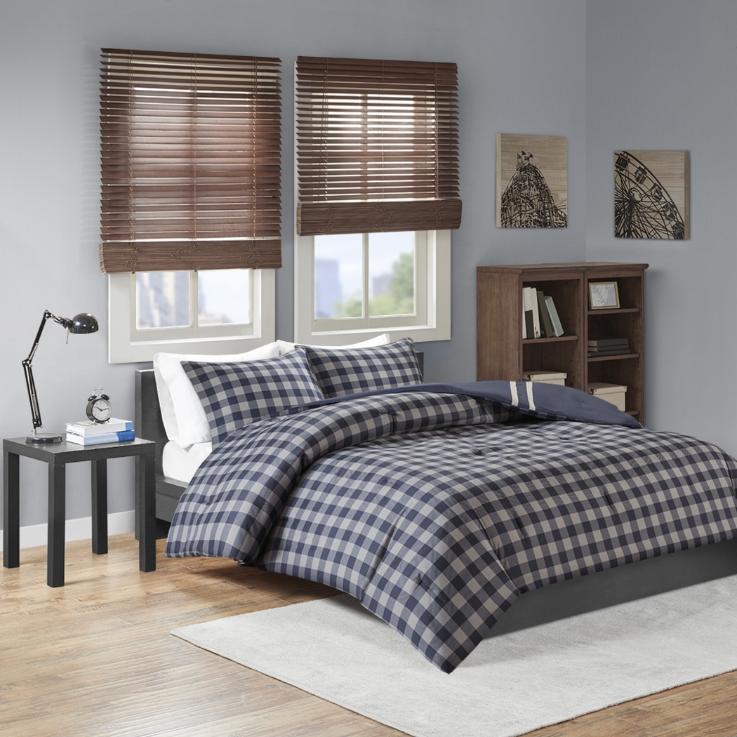 Kids Classic Checks Navy 2 Pc Twin XL Comforter Set - Thumbnail - Image 3