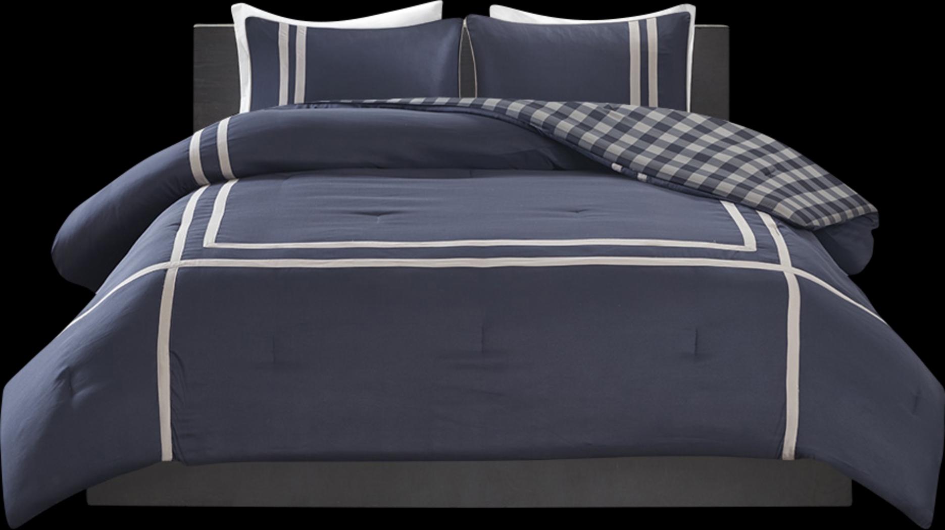 Kids Classic Checks Navy 3 Pc Full/Queen Comforter Set - Thumbnail - Image 7