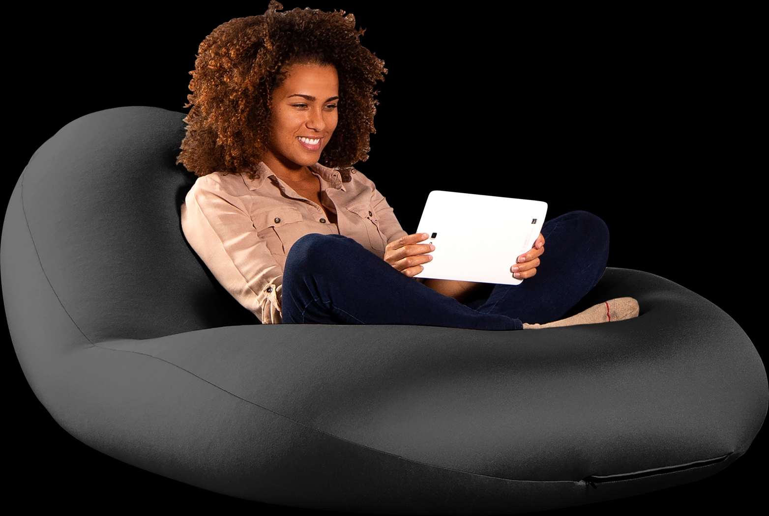 Kids Cloud Nest Large Black Bean Bag Chair - Thumbnail - Image 1