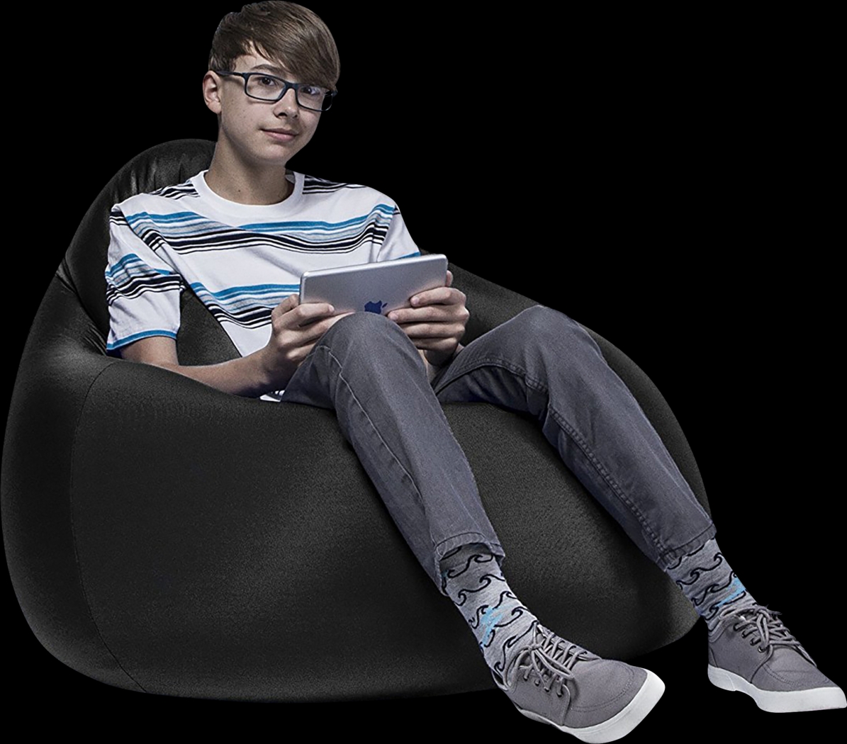 Kids Cloud Nest Medium Black Bean Bag Chair - Thumbnail - Image 1