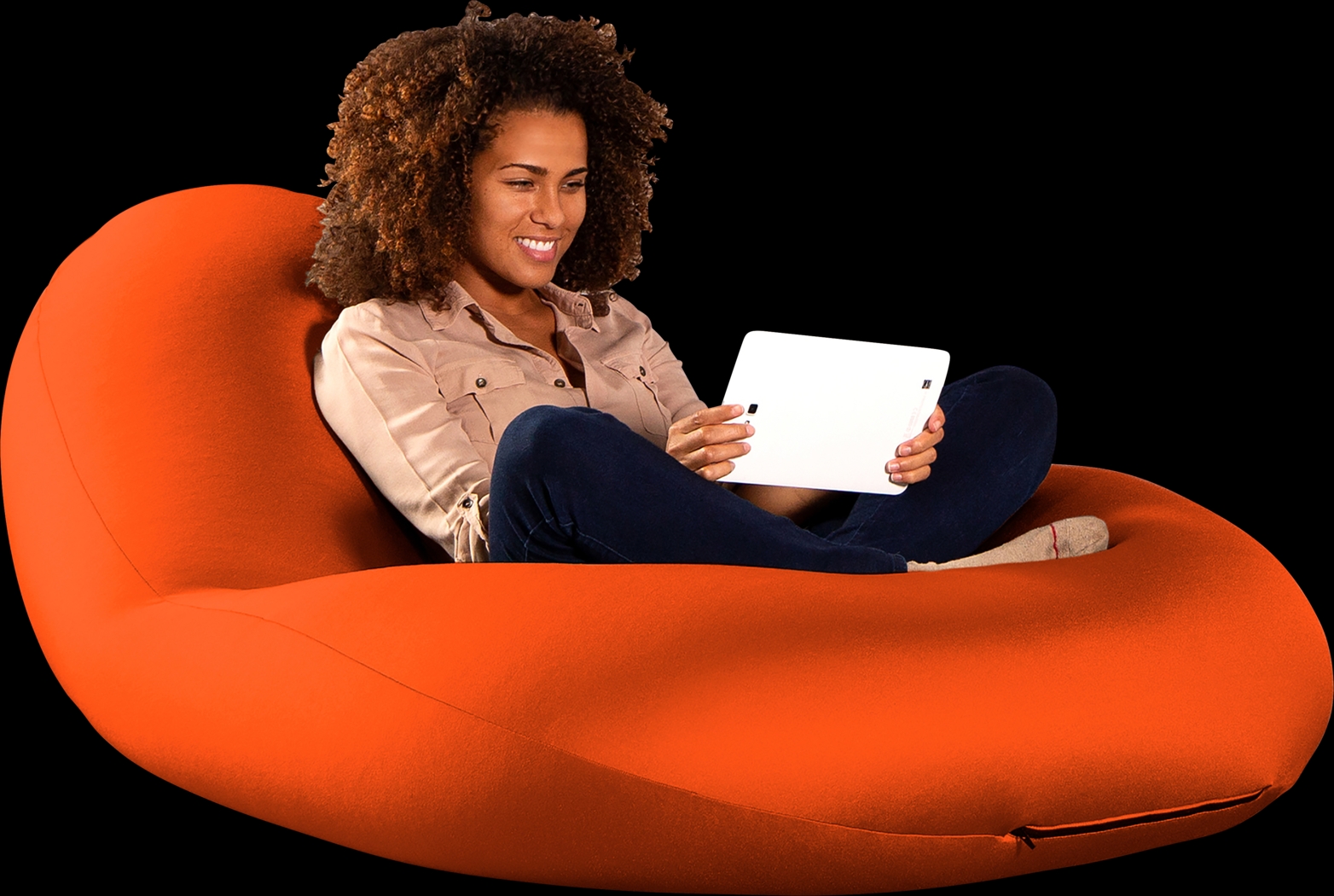 Kids Cloud Nest Large Orange Bean Bag Chair - Thumbnail - Image 1