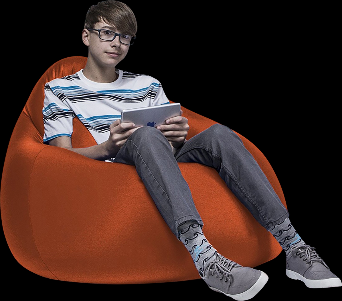 Kids Cloud Nest Medium Orange Bean Bag Chair - Thumbnail - Image 1