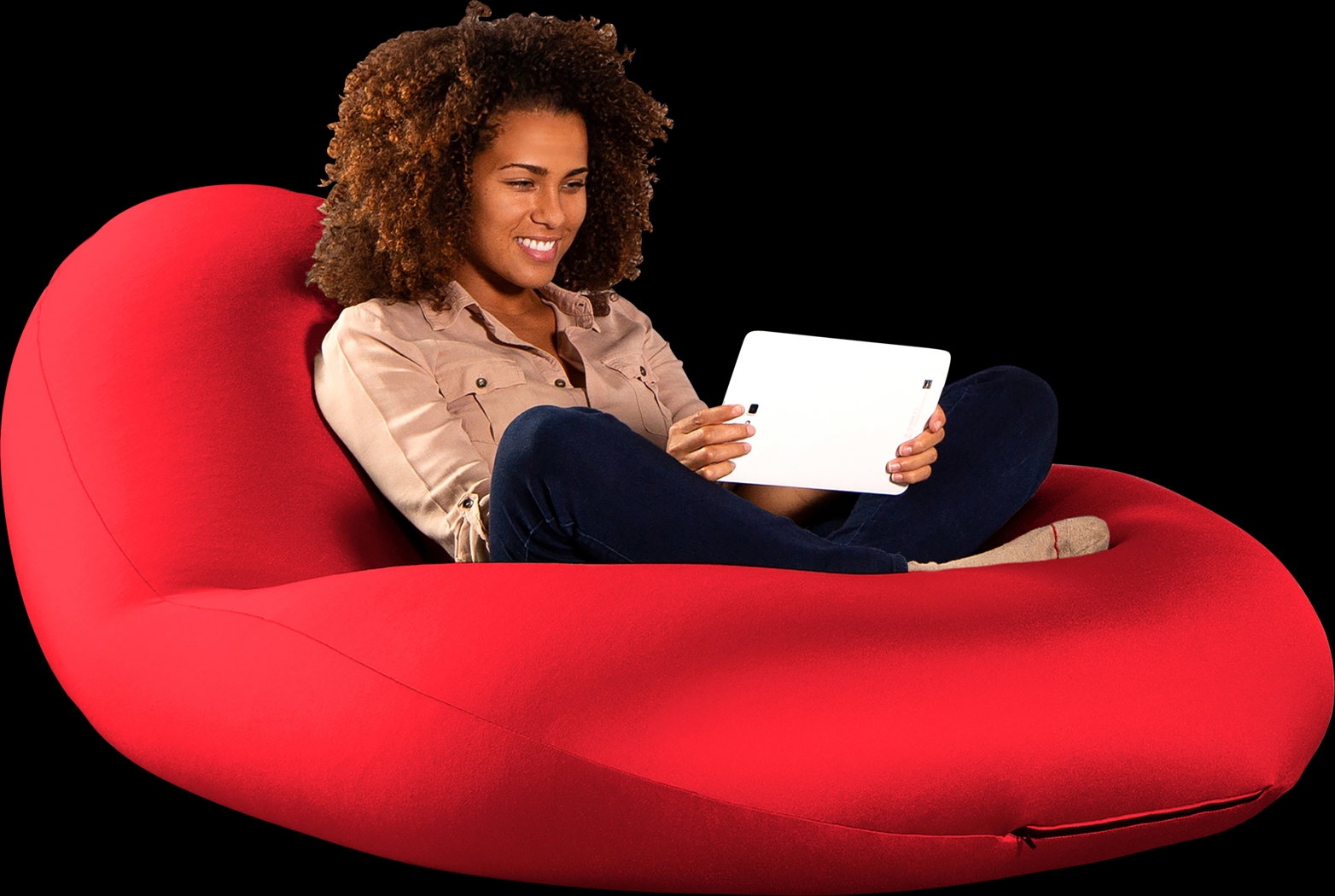 Kids Cloud Nest Large Red Bean Bag Chair - Thumbnail - Image 1