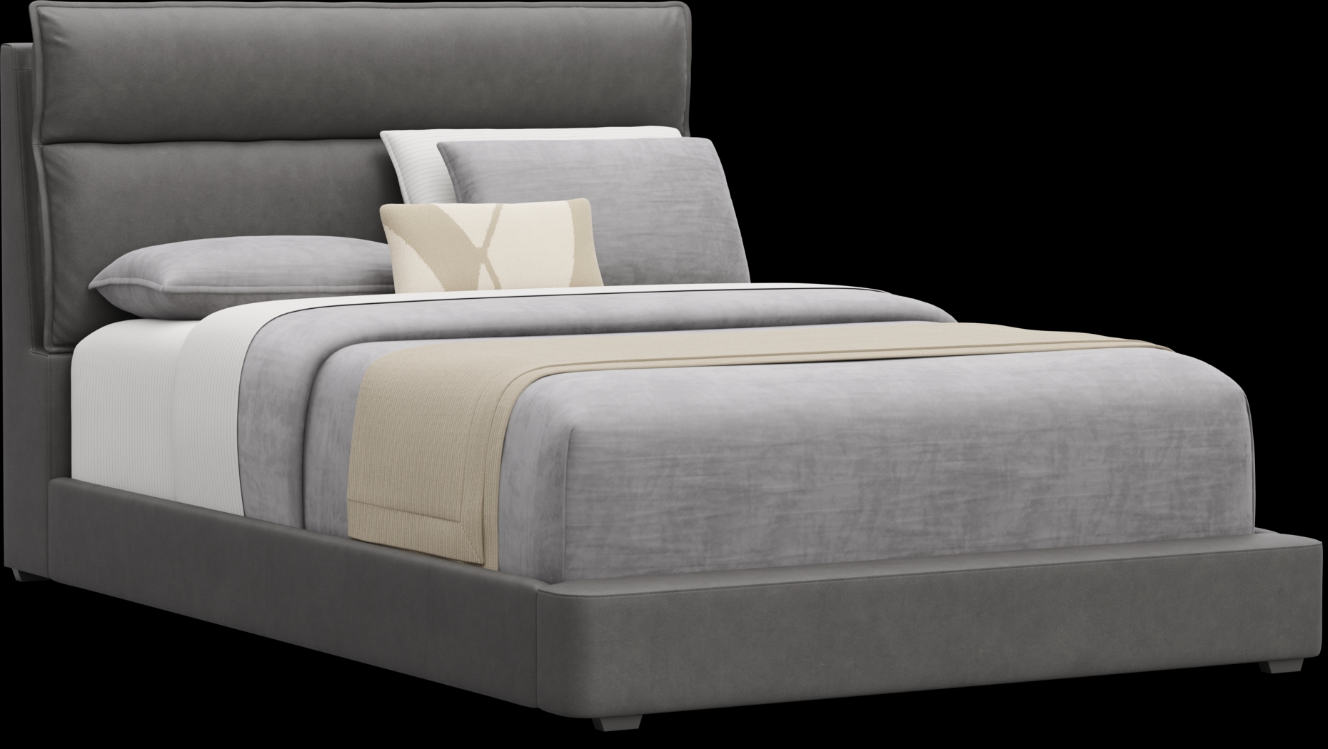 Kids Cloud9 Charcoal Full Upholstered Bed - Thumbnail - Image 1