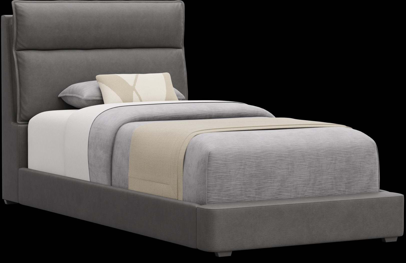 Kids Cloud9 Charcoal Twin Upholstered Bed - Thumbnail - Image 1