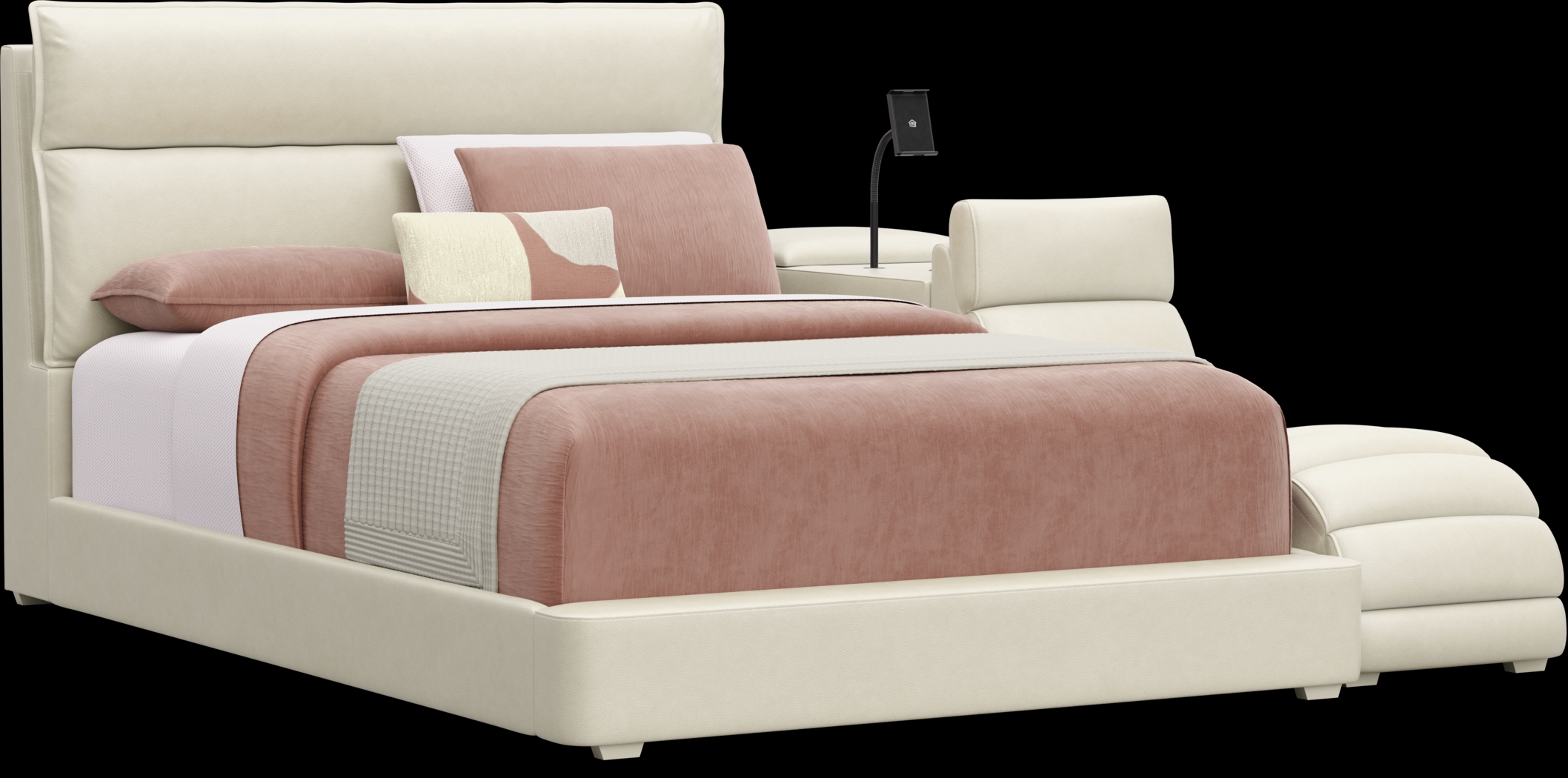 Kids Cloud9 Cream Full Upholstered Bed with Nightstand and Lounger - Thumbnail - Image 1