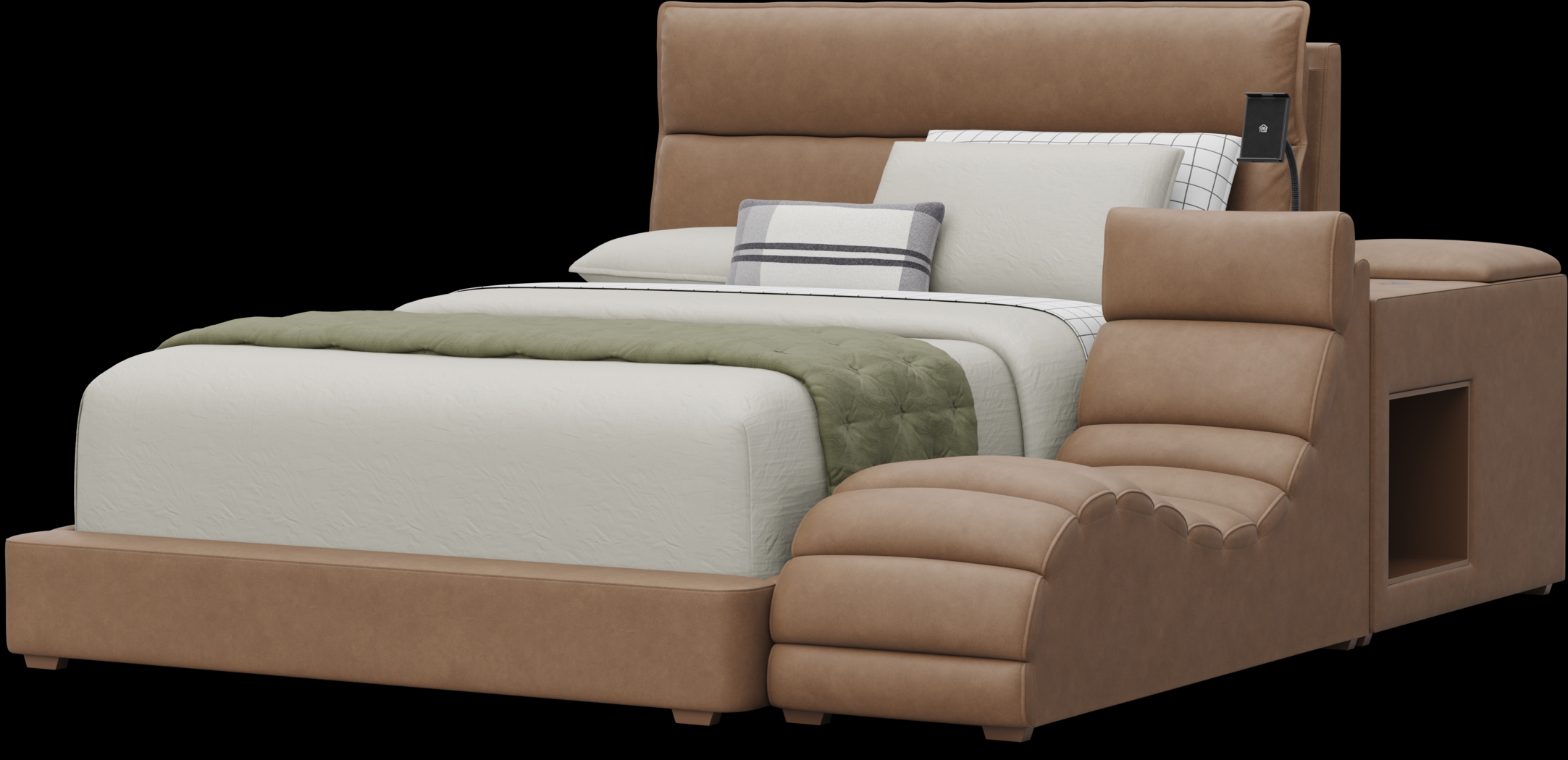 Kids Cloud9 Saddle Full Upholstered Bed with Nightstand and Lounger - Thumbnail - Image 4