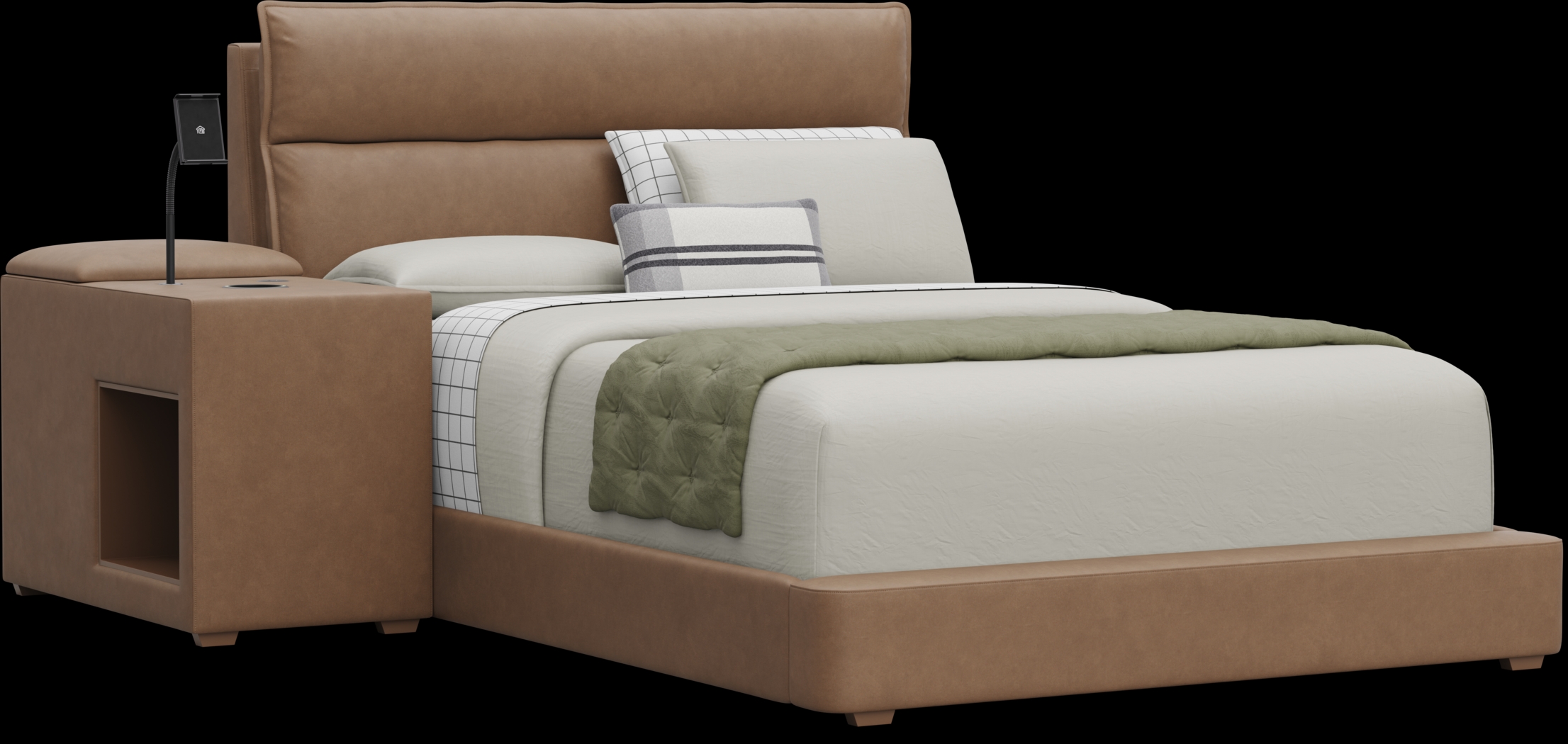 Kids Cloud9 Saddle Full Upholstered Bed with Nightstand - Thumbnail - Image 1