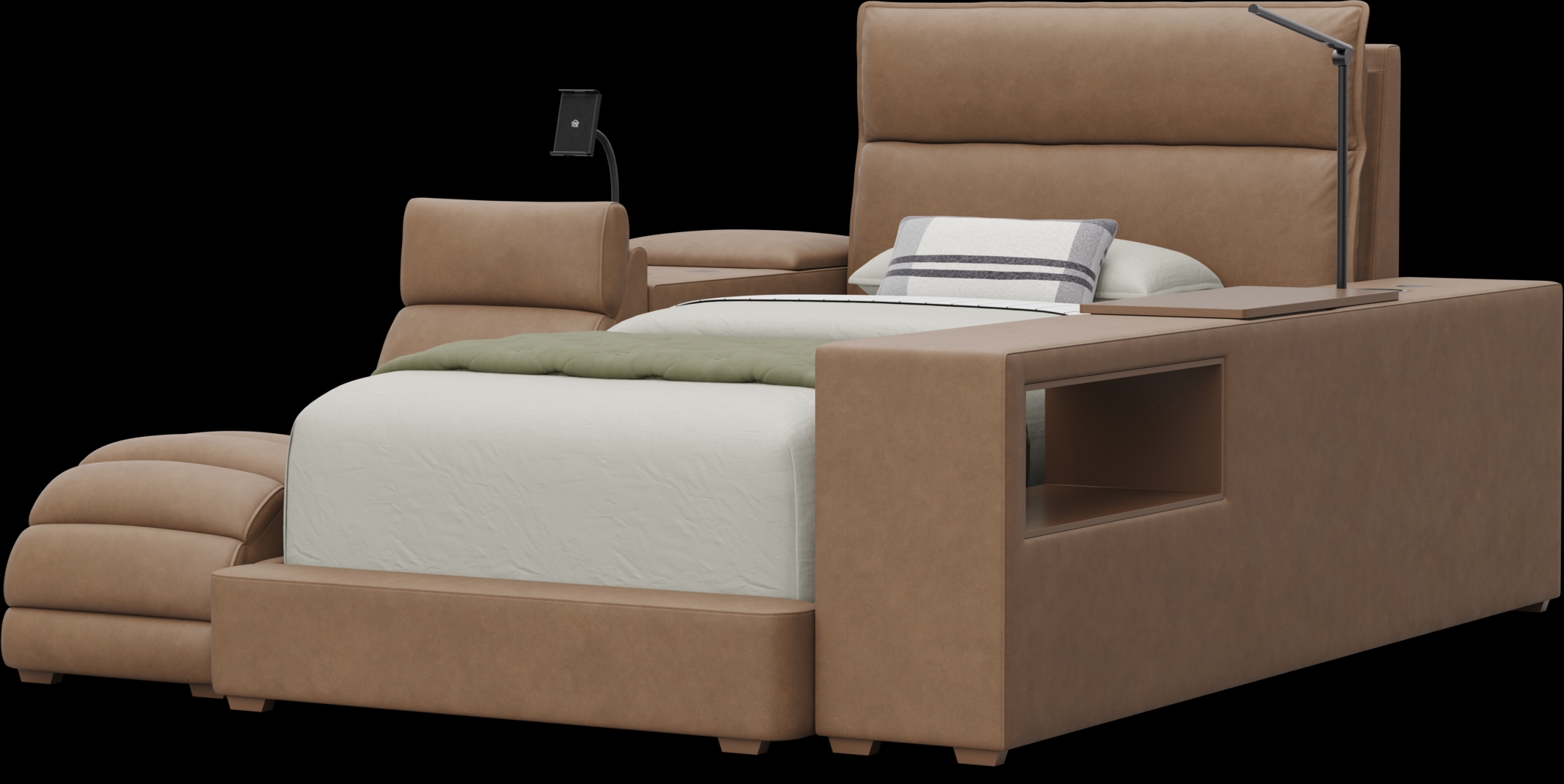 Kids Cloud9 Saddle Twin Upholstered Bed with Nightstand, Lounger and Bookcase - Thumbnail - Image 4