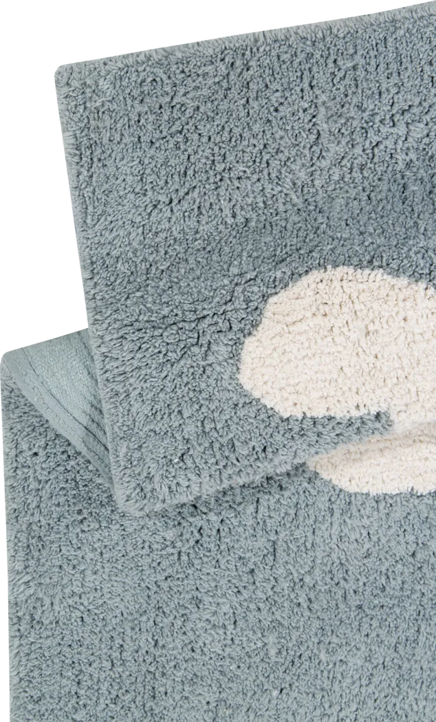 Kids Clouds Blue 4' x 5'3 Machine Washable Rug - Thumbnail - Image 4