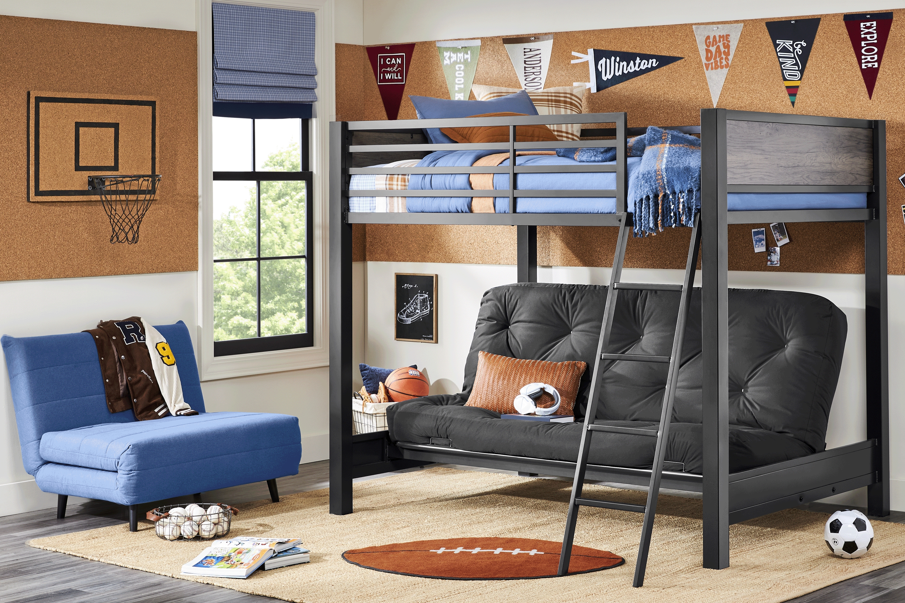 Kids Colefax Avenue Dark Gray Full/Futon Bunk Bed - Thumbnail - Image 2