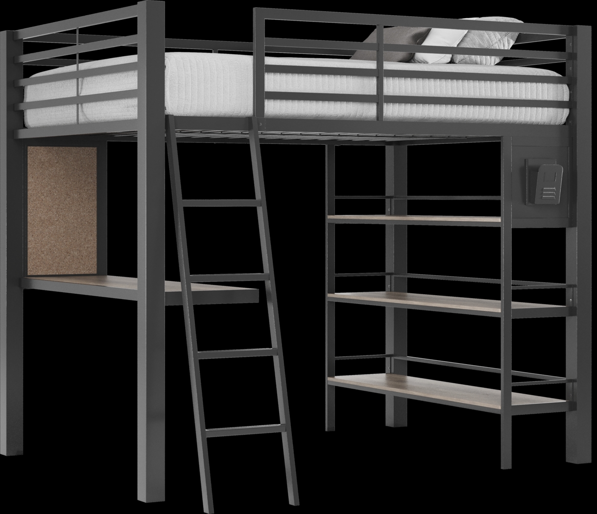 Kids Colefax Avenue Dark Gray Full Loft Bed with Desk and Bookcase - Thumbnail - Image 4