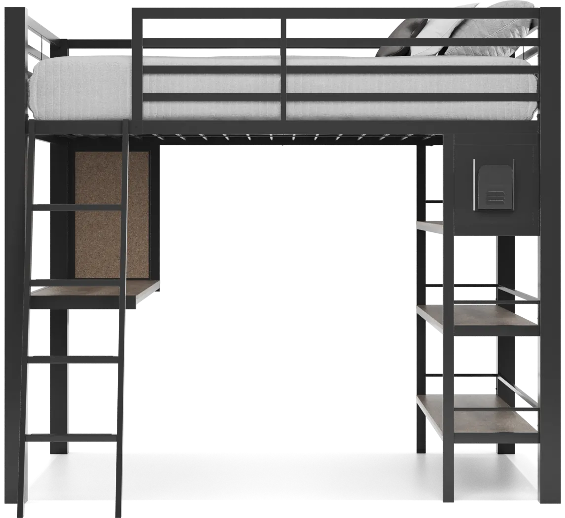 Kids Colefax Avenue Dark Gray Full Loft Bed with Desk and Bookcase - Image 5