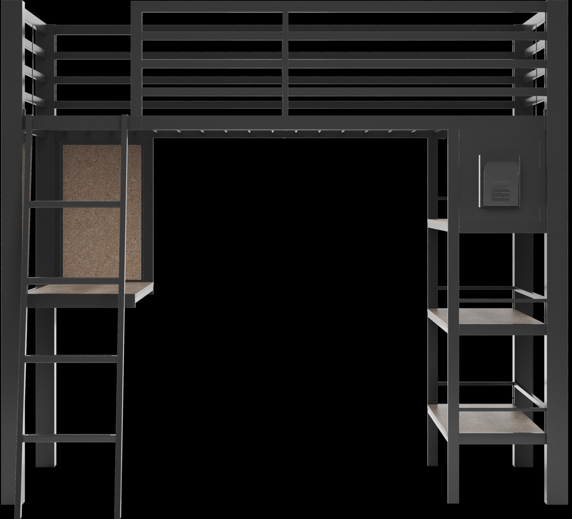 Kids Colefax Avenue Dark Gray Twin Loft Bed with Desk and Bookcase - Thumbnail - Image 3