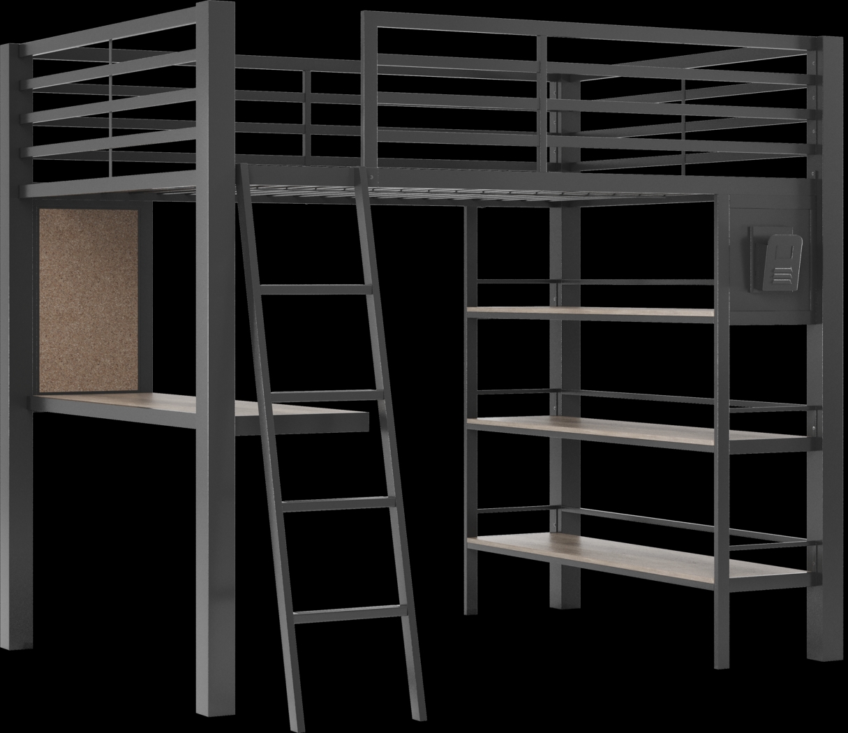 Kids Colefax Avenue Gray Full Loft Bed with Desk and Bookcase - Thumbnail - Image 1