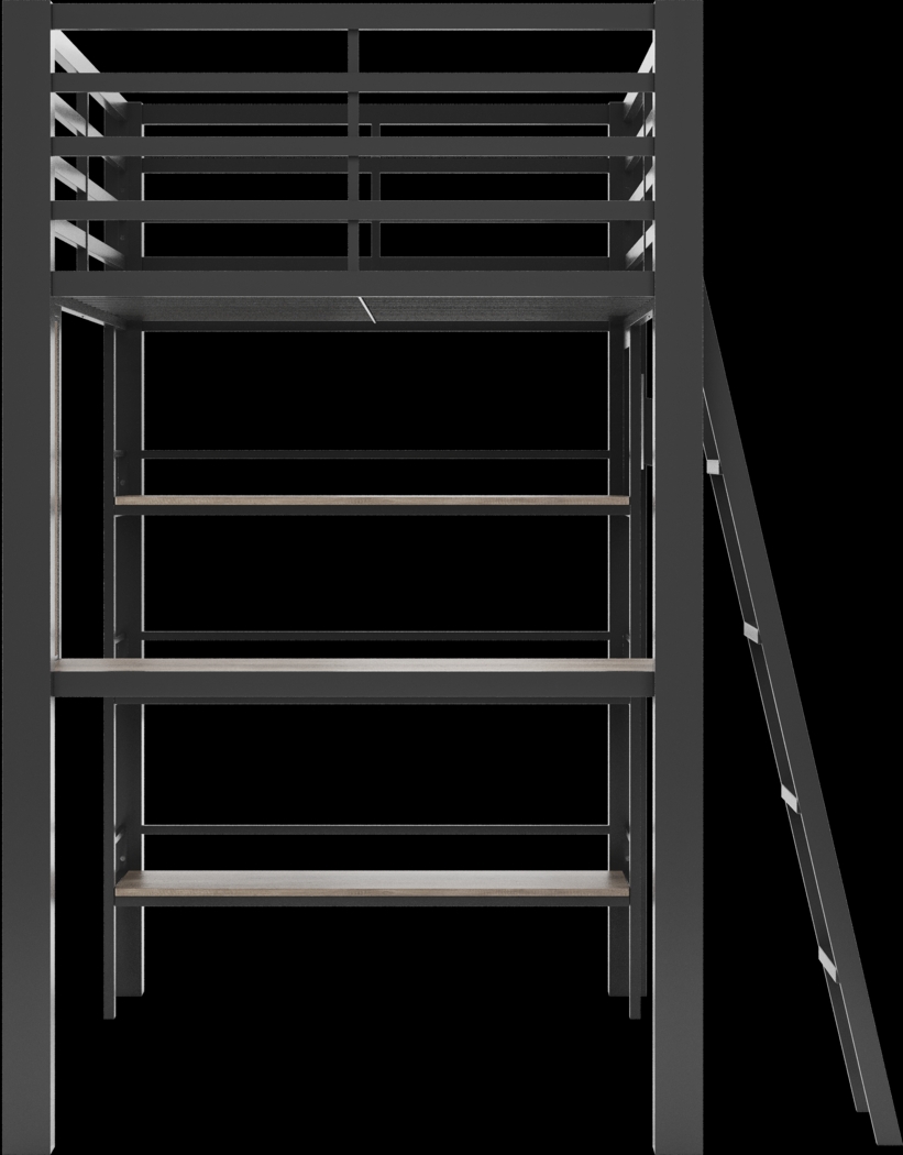 Kids Colefax Avenue Gray Twin Loft Bed with Desk and Bookcase - Thumbnail - Image 4