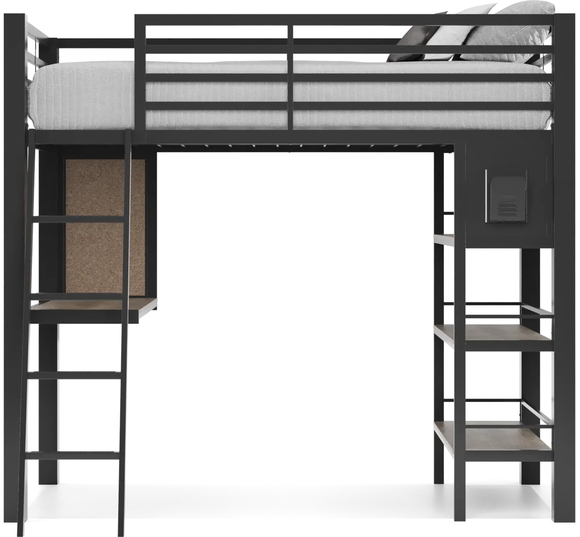 Kids Colefax Avenue Gray Twin Loft Bed with Desk and Bookcase - Image 6