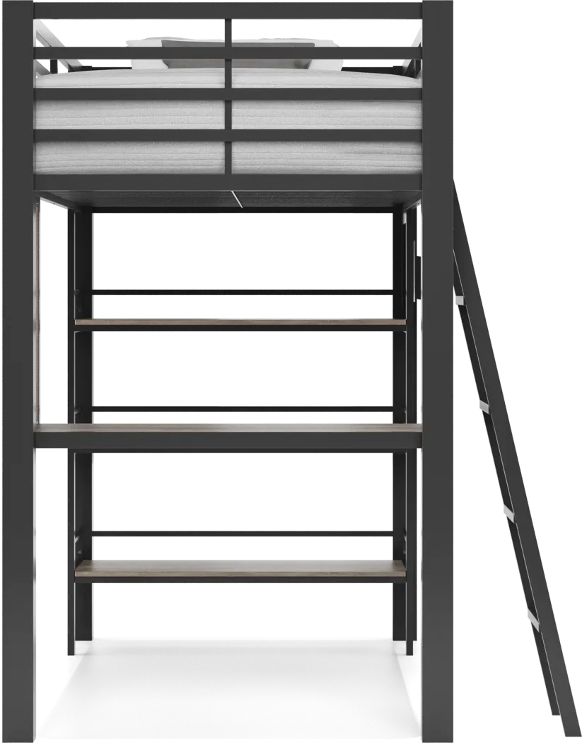 Kids Colefax Avenue Gray Twin Loft Bed with Desk and Bookcase - Image 7