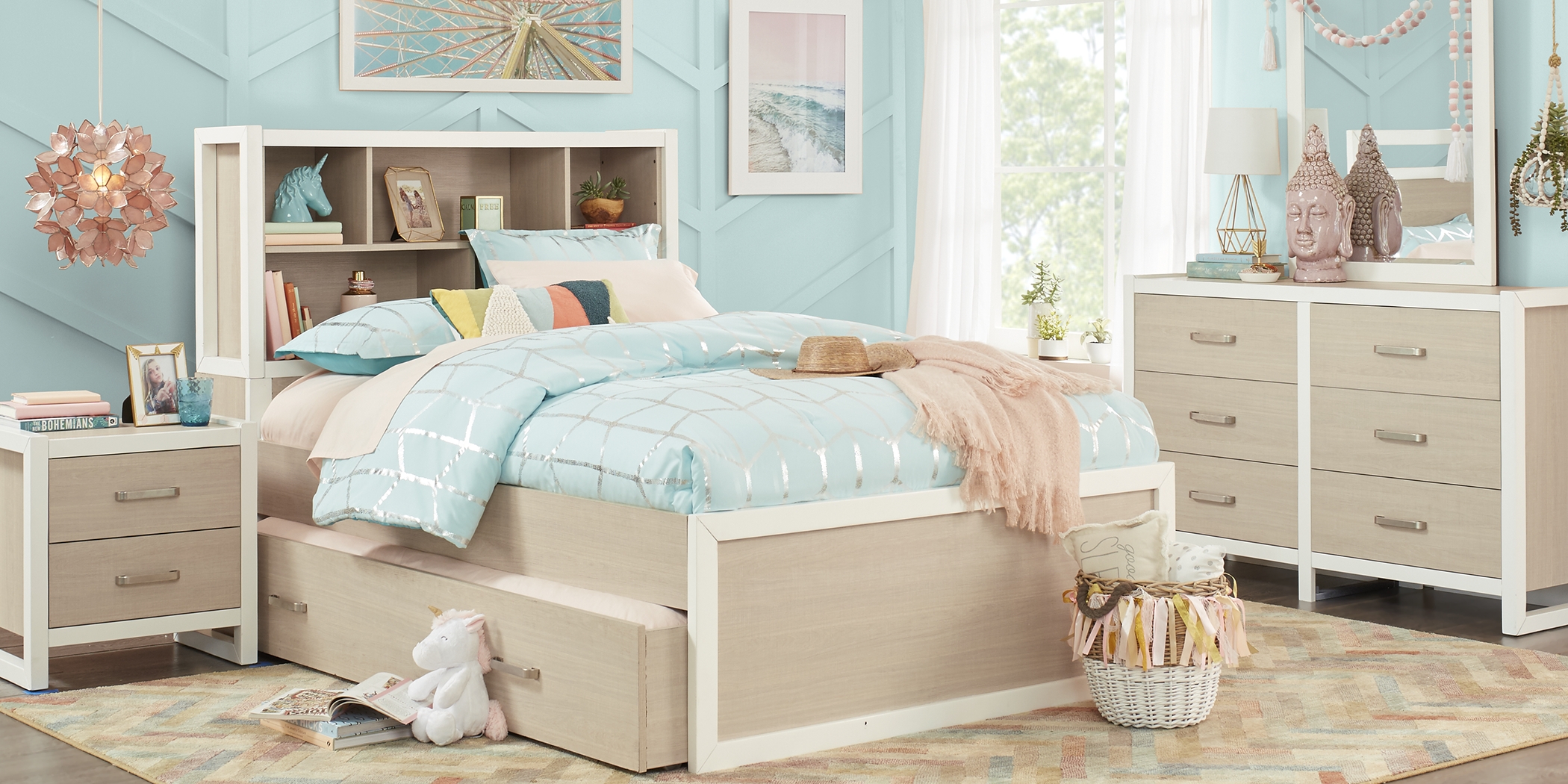 Kids Colefax Avenue White 5 Pc Twin Bookcase Bedroom - Thumbnail - Image 1