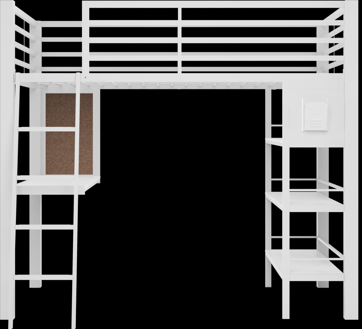 Kids Colefax Avenue White Full Loft Bed with Desk and Bookcase - Thumbnail - Image 3