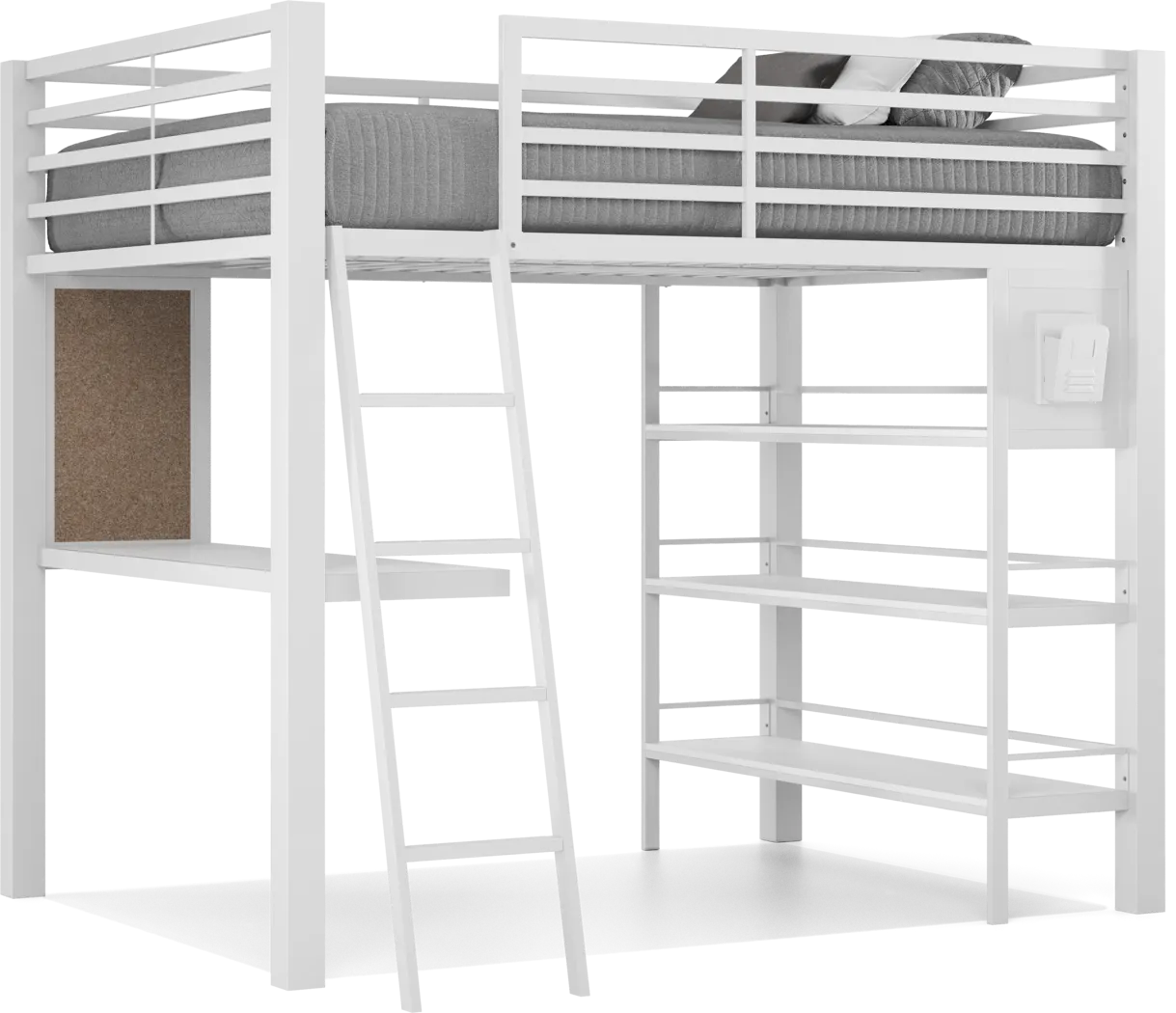 Kids Colefax Avenue White Full Loft Bed with Desk and Bookcase - Image 5
