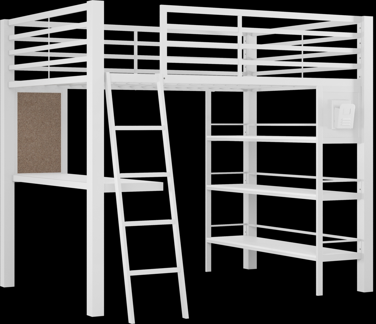 Kids Colefax Avenue White Full Loft Bed with Desk and Bookcase - Thumbnail - Image 1