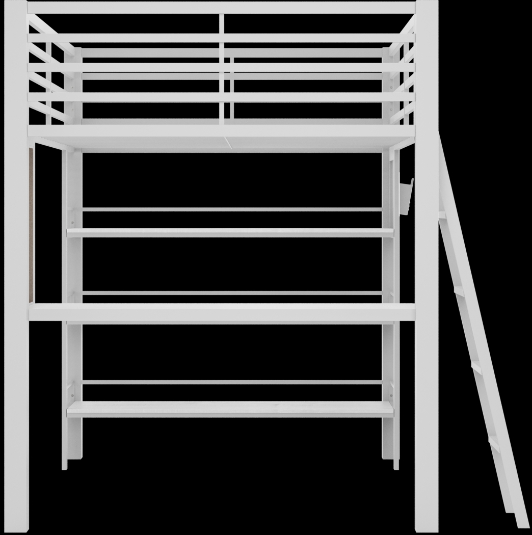 Kids Colefax Avenue White Full Loft Bed with Desk and Bookcase - Thumbnail - Image 4