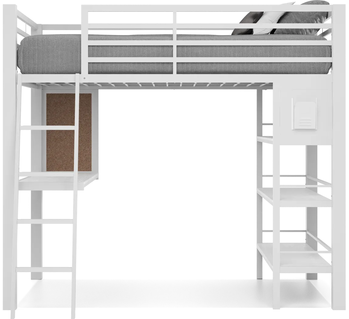 Kids Colefax Avenue White Full Loft Bed with Desk and Bookcase - Image 6