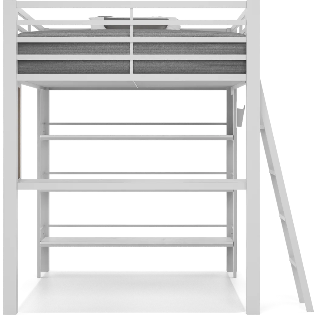 Kids Colefax Avenue White Full Loft Bed with Desk and Bookcase - Image 7